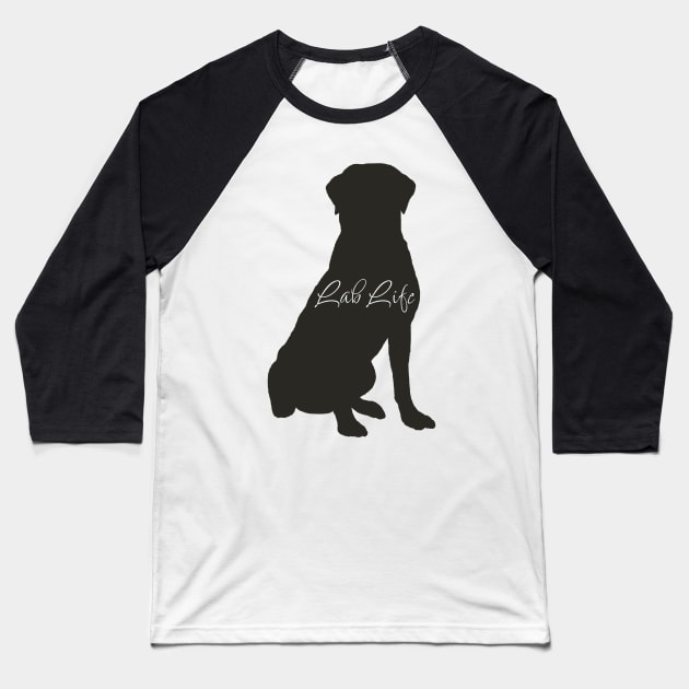 Lab Life Black Labrador Sitting Baseball T-Shirt by TrapperWeasel